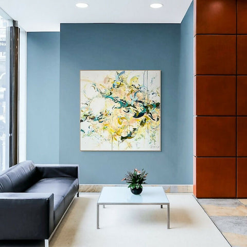 JoFitzGerald_breatheandletgo_mixedmediaabstractpainting_lounge_122x122cm