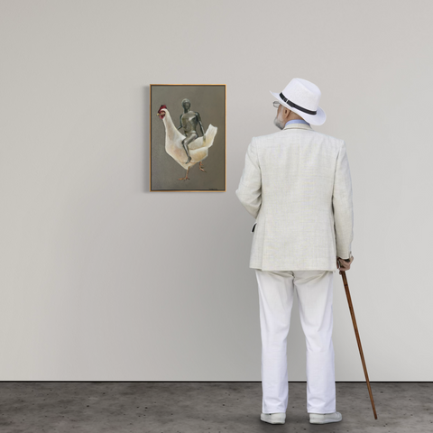 Ode to Elisabeth Frink - Man Riding Chicken