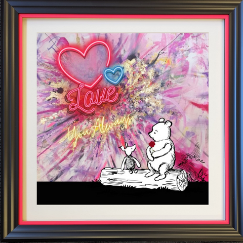 Pooh Bear Love print framed 70 x 70cm