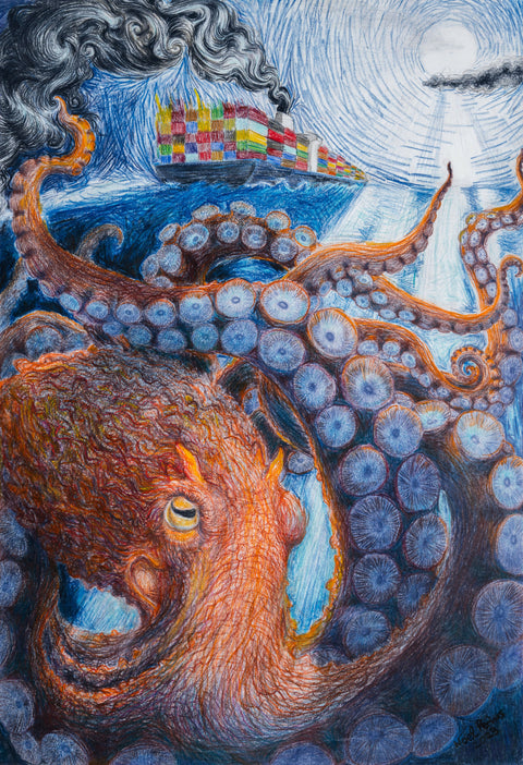 Octopus with Container Ship
