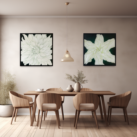 Large White Dahlia on Vert de Gris