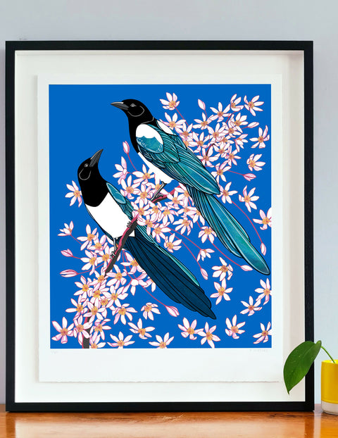 Magpies and Clematis