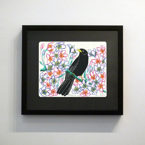 Blackbird and Clematis