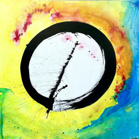 Enso Lion's Gate Portal, 100cm x 100cm, Mixed Media on Canvas 2023 by Kamila CK