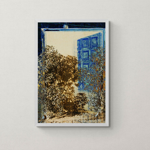 Into the WIlderness - Fatima Mian - Vintage Art - Indigo - Art Print - Art - Artist - Door Photography - BAME Artist - Photographer - Wall Art - Abstract Art - Digital Art - Affordable Art - Art Prints - Collage - Buy Art - Art For Sale.6