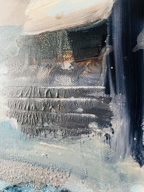 Texture detail of abstract painting 'In the Still Air ' by Nicola Briggs