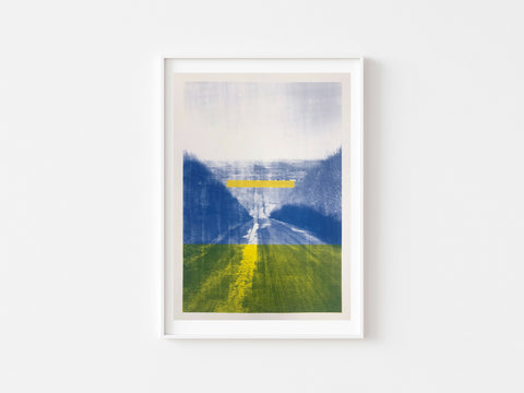 Britwell Hill Blue with Yellow Spacer WHITE FRAME