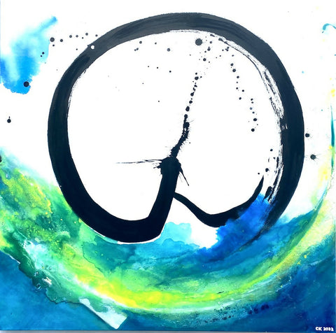 Ninengzo on Stormy Waters_100x100_Mixed Media on Canvas_Kamila CK