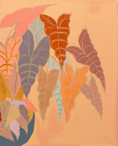 Burnt Coal Alocasia & Begonia Diptych
