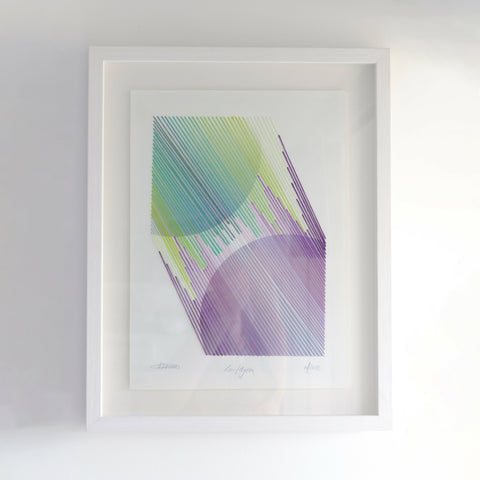 Hannah Pratt Leo and Hydra Embroidery on paper framed sqaure copy