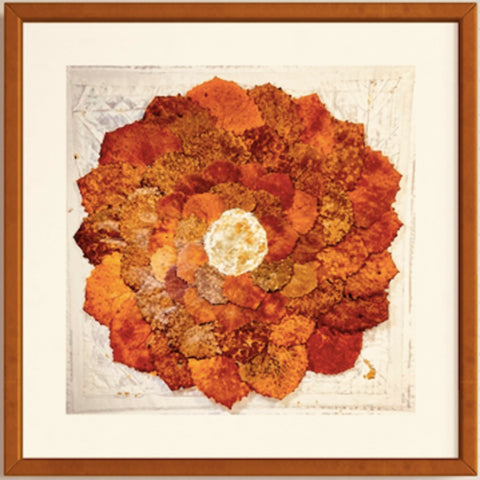 Tina Norden_Connected III_Leaves on cardboard_40x40 cm