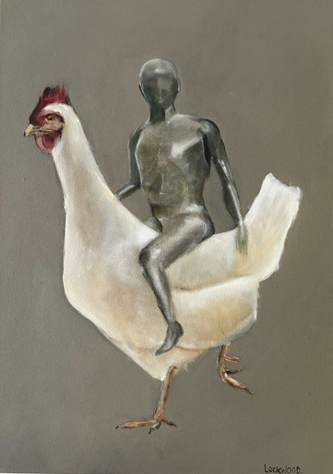 Ode to Elisabeth Frink - Man Riding Chicken