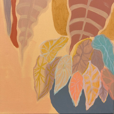 Burnt Coal Alocasia & Begonia Diptych