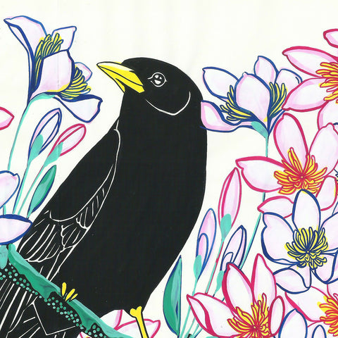 Blackbird and Clematis