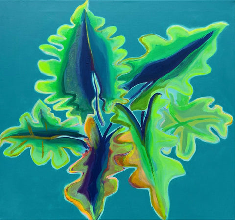 Turquoise And Emerald Alocasia Study