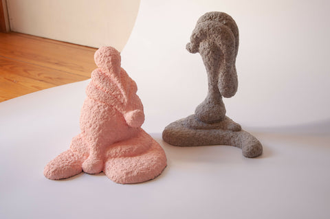Organic Paper Mache Sculpture Set of Two