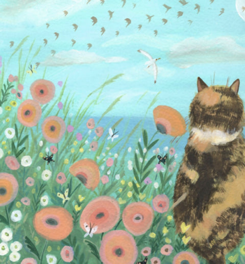 Floral meadow cats