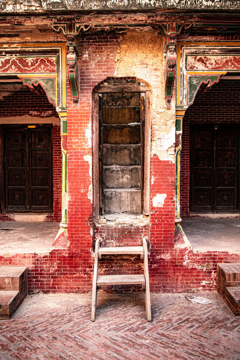 Wazir Khan Steps I - small - Fatima Mian - Photography - Photographer - Photograph - Bike in archway - Pakistan - travel photography - Fine art photography - artist - art - buy photography