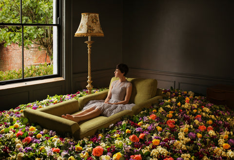 Ophelia and a sea of flowers
