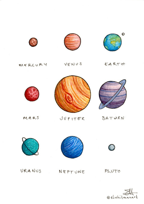 'Planets' Watercolour Print