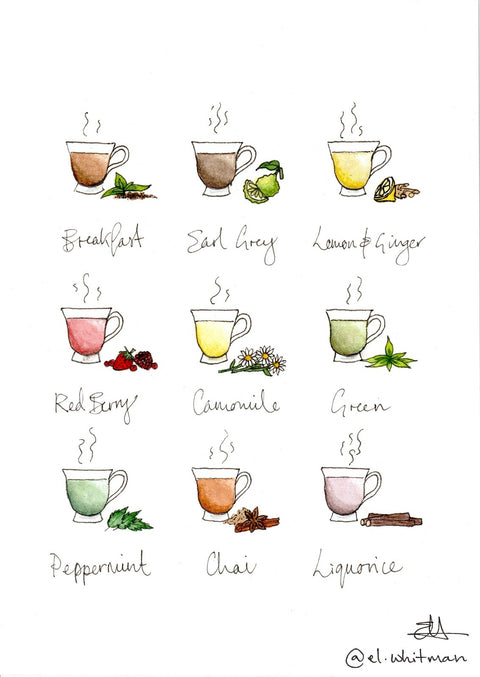 'Cups of Tea' Watercolour Print
