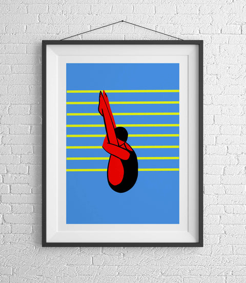 Sports illustration swimmer print