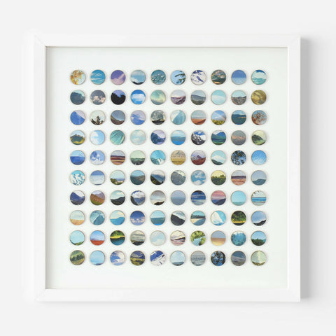 ORIGINAL MIXED MEDIA LANDSCAPE DOTS COLLAGE