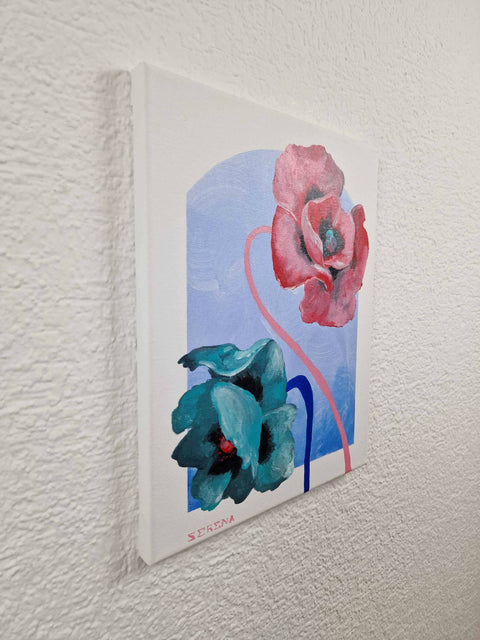 Blue and pink flower