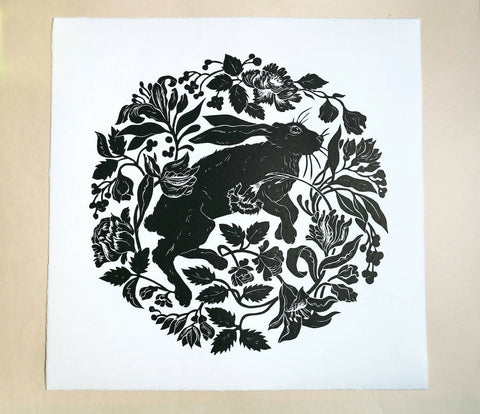 Hare in the flower garden