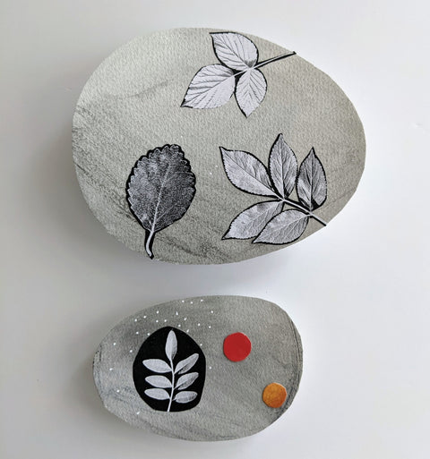 A pair of leaf collages by Asmi Kazmi