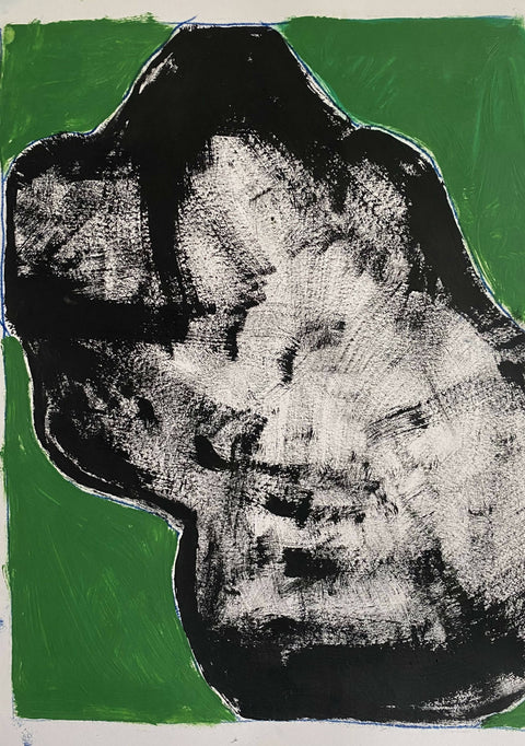 Self portrait in green and black print