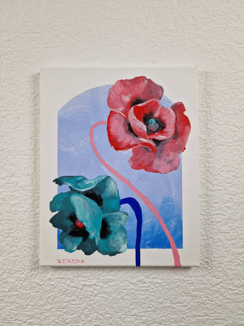 Blue and pink flower
