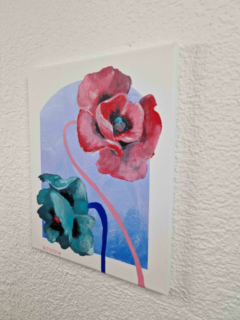 Blue and pink flower