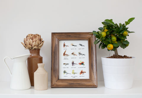 'Fishing Flies' Watercolour Print
