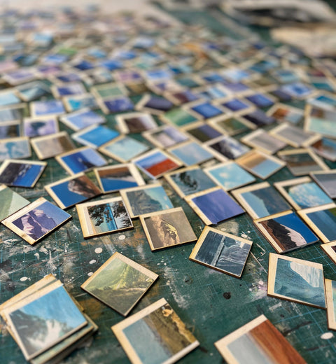 ORIGINAL MIXED MEDIA LANDSCAPE DOTS COLLAGE