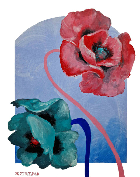 Blue and pink flower