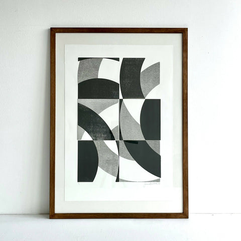 Broken Circle Arrangement 002 - Original Wood Block Print