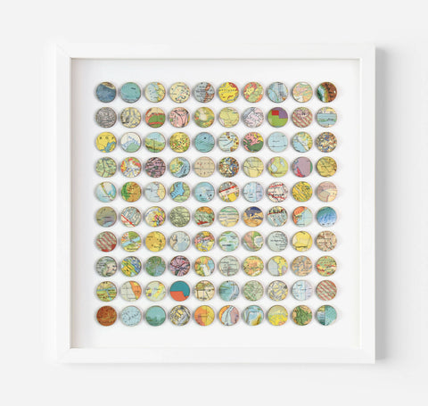 100 Map Dots Original 3D Collage