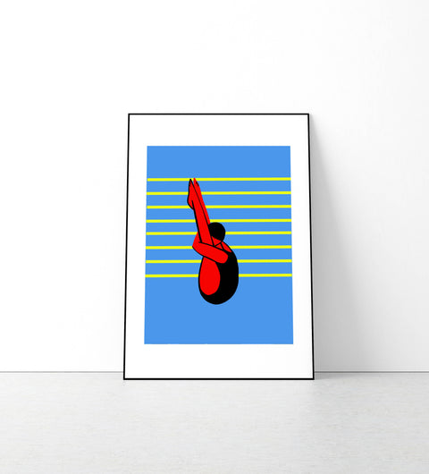 Sports illustration swimmer print