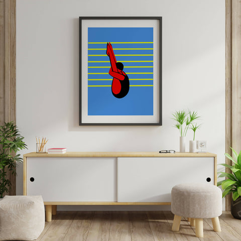 Sports illustration swimmer print