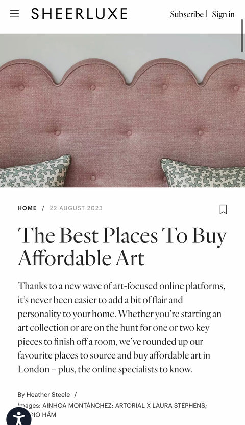 SOTA Chosen as Best Ethical Choice for Affordable Art by SheerLuxe