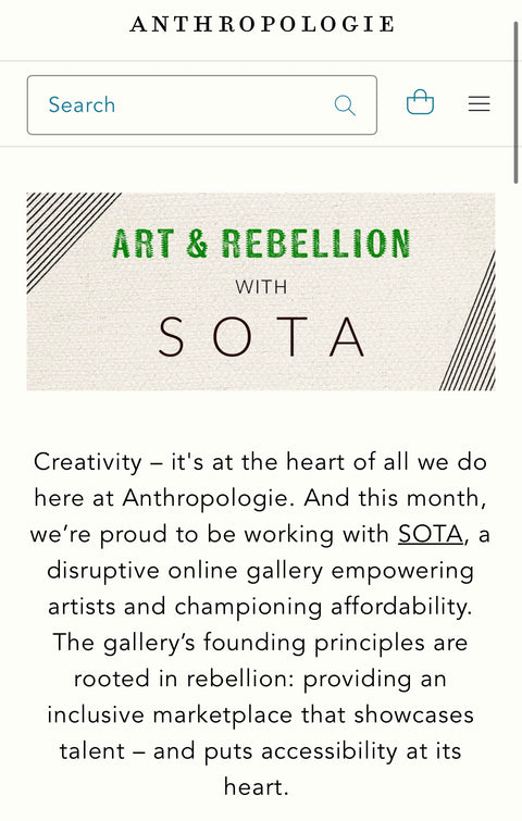 SOTA Announce Partnership with Anthropologie