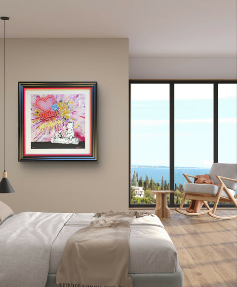 Pooh Bear Love print unframed in room