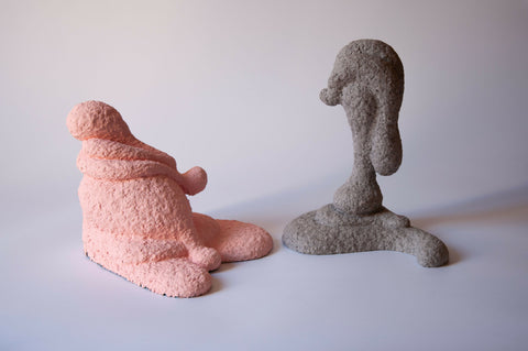 Organic Paper Mache Sculpture Set of Two