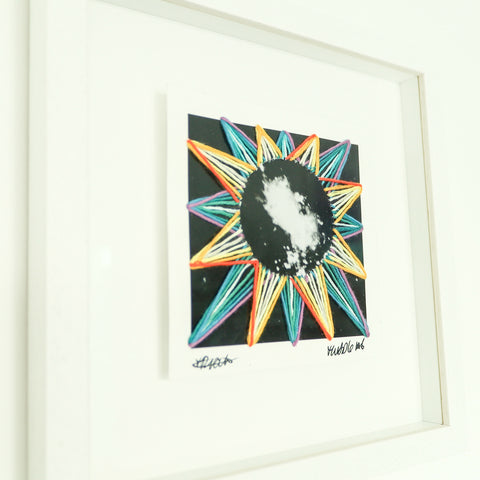Hannah Pratt Hubble 6 space study embroidery framed side