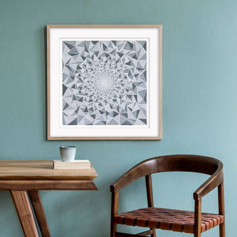 Stella Zuegel Geometric Art SilverfoxonGreenWall-Squarewithmount_1944x