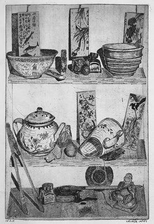 Still Life with Tea, Bowls and Brushes IV