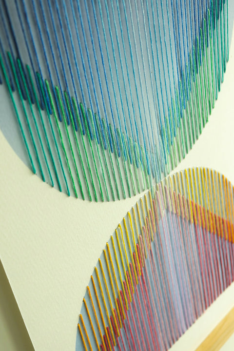 Hannah Pratt Starlight Threads Pelican embroidery on arhical print. 8