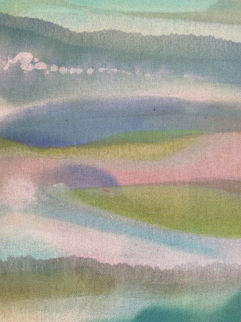 Rainbow behind the clouds of a storm