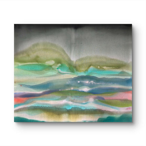 Rainbow behind the clouds of a storm